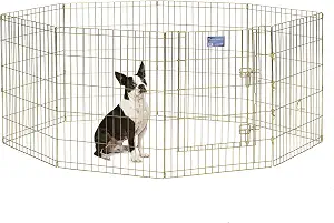 MidWest 30-Inch Exercise Pen, Single Door, 16 Sq Ft Play Area | for Indoor and Outdoor Use, Large Door Opening &amp; Secure Latch, Easy to Set Up, Foldable Playpen