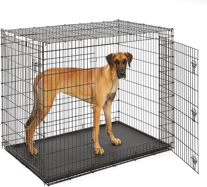Solutions by Midwest 54-Inch Double Door Crate, Giant Breed Dogs, 100+ lbs | Dog Crate with Leak-Proof Tray & Secure Latches, Durable Drop Pin Construction