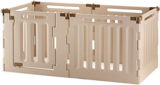 Richell Convertible Indoor/Outdoor Pet Playpen, Large, Soft Tan/Mocha