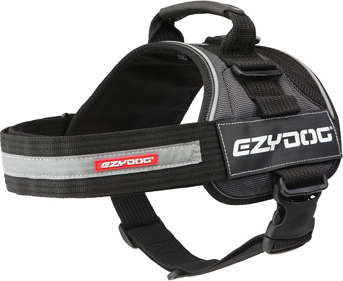 EzyDog Convert Dog Harness, Rugged Harness for Dogs - X-Large, Charcoal | Traffic Handle, Comfort Padding, Adjustable, Durable Poly Outer Shell, Reflective Trim, Welded D-ring, for Walking & Hiking