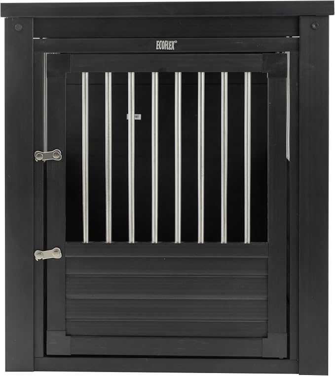 New Age Pet® ECOFLEX® XL Furniture Style Dog Crate & End Table, Black | Kennel for dogs up to 100 lbs; ECOFLEX® composite; dual stainless steel latches; doubles as a side table