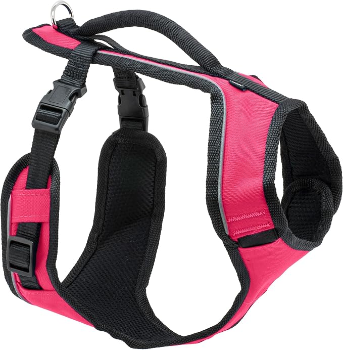 PetSafe EasySport Dog Harness, Pink, Medium | Padded, Elastic Neckline Harness for Active Dogs, Reflective Piping for Visibility, Top Control Handle, Rear Leash Clip