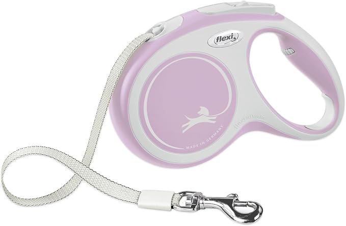 FLEXI® Comfort Tape Retractable Dog Leash, Small, 16 ft - Pink/Rose | German engineered, original flexi leash, durable quality for dogs up to 33 lbs, tangle-free, walking, reliable brake system