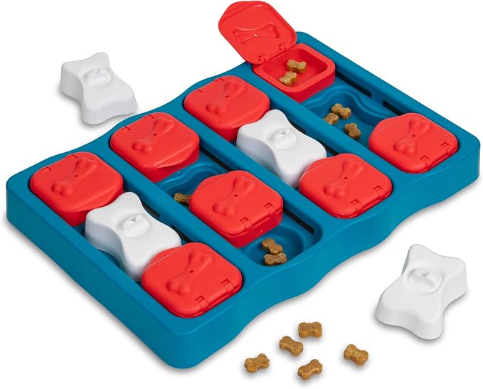 Outward Hound Nina Ottosson Dog Brick Dog Toy Treat Puzzle, 12.8" | Level 2 Intermediate, 20 Hidden Treat Compartments, Holds 1-1/2 Cups, Wet or Dry Food, Interactive Enrichment, Dogs & Puppies