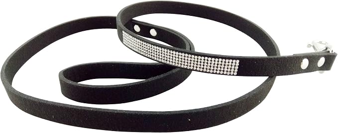 JWPC Bling Rhinestone Dog Leash - 4 ft Long & 5/8" Wide - Dog Leash for Medium Small Dogs/Cats Training Walking and Running,Black