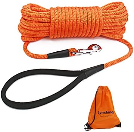 Check Cord Dog Leash Long Lead Obedience Recall Training Tracking Line 30ft | 15ft 50ft Agility Lead Comfortable Handle Heavy Duty Puppy Rope for Play, Camping, Backyard for Small Medium Large Dog Puppy