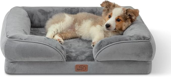 Bedsure Orthopedic Dog Bed Medium Washable Original Design, 28" Grey | Dog Couch Sofa Cozy Bolster Sides, Removable Cover, Nonslip Bottom, Pet Bed for Puppies, Cats, Senior Dogs, Dog Gift