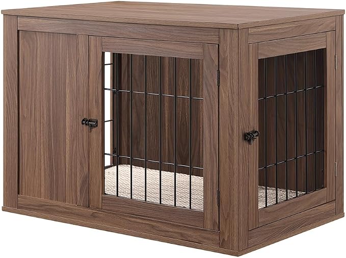 unipaws 36 Inch Furniture Style Dog Crate with Cushion for Medium Dogs | Indoor Puppy Kennel with Door, Modern Decorative Wood Wire Pet Cage, Pretty Cute End Side Table Nightstand