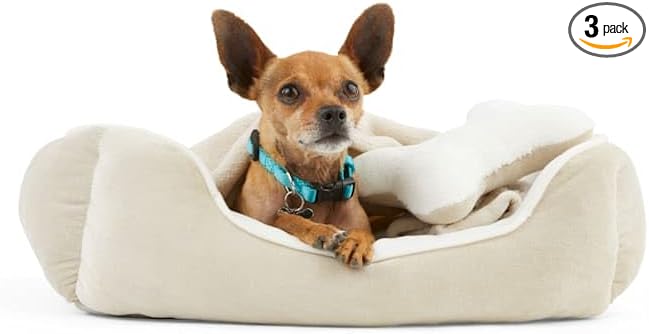 EveryYay Essentials Dog Bed Bundle, 22" L X 18" W, Khaki