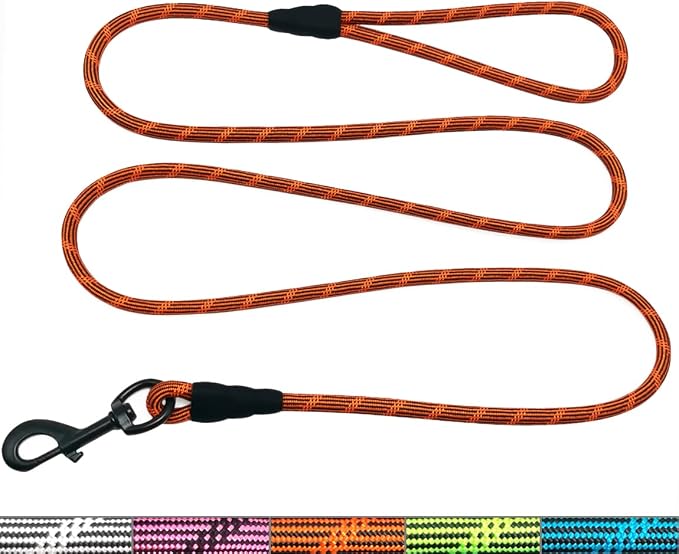 WYuZe Reflective XS Dog Leash 6 FT Lightweight for Toy Dogs Cat up to 15lbs | 1/5" Slim Rope Puppy Leash with Smaller Clasp, for Walking Training Chihuahua Maltese Tiny Breeds (6ft*1/5", Orange)
