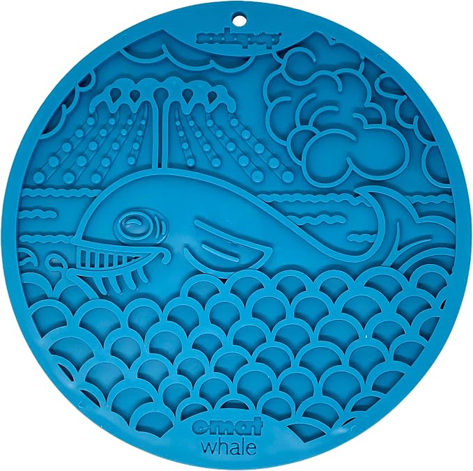 SodaPup Whale eMat – Durable Lick Mat Feeder with Suction Cups Made in USA from Non-Toxic, Pet-Safe, Food Safe Rubber for Mental Stimulation, Avoiding Overfeeding, Digestive Health, Calming, & More