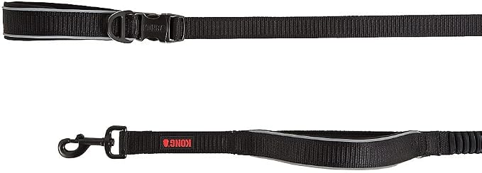 KONG Reflective Shock Absorbing Hands-Free Bungee Dog Leash 6' (Black)