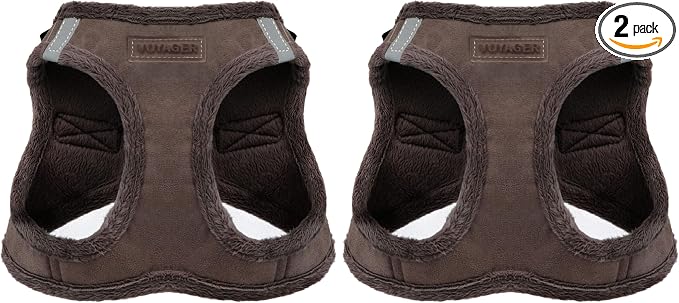 Voyager Step-in Plush Dog Harness – Soft Plush, Step in Vest Harness for Small and Medium Dogs by Best Pet Supplies - Chocolate Suede, XL (Chest: 20.5-23") (Pack of 2)