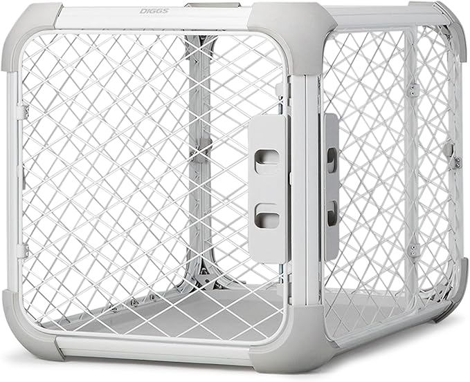 Diggs Evolv Modular Dog Crate for Dogs Up to 16" Tall, Ash, Small | Modern dog kennel with removalable ceiling, dual-lock doors, diamond mesh & rounded corners, phthalate & heavy-metal free