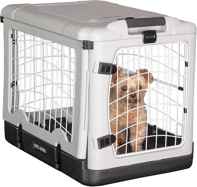 Pet Gear “The Other Door” 4 Door Steel Crate for Dogs/Cats with Removable Tray, Essential Grey, 27 Inch