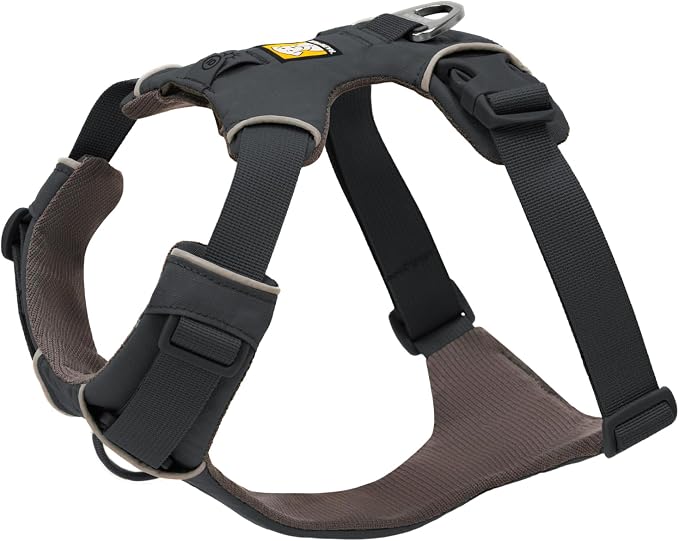 Ruffwear, Front Range Dog Chest Harness, Basalt Gray, Medium | Four Points of Adjustment, Foam Padded for All-Day Comfort, Two Strong Leash Attachment Points, ID Pocket and Reflective Trim