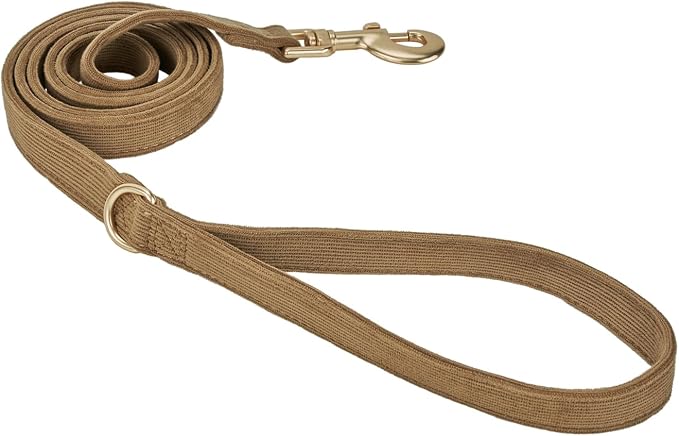 Petiry Soft Corduroy Fibric Dog Leash, 5 Feet Length Lead with Heavy Duty Rotating Hook, for Small Medium Dogs.(S,Brown)