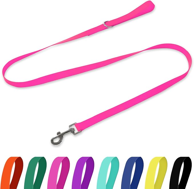 Kidding Pets Waterproof Dog Leash, 5/6 FT Durable Odor-Proof Dog Leashes with Strong Metal Hooks Fits Small Medium or Large Dogs (Pink, 6FT - 1 inch Width)