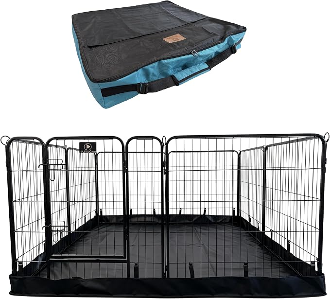 PJYuCien Puppy Playpen Plus Storage Bag with Bottom, 8 Panels 31.3" H | Heavy Duty, Dog Fence for Small Dogs, Foldable Square Pen, Indoor, Outdoor, Backyard Pasture, Camping, Protects Floors