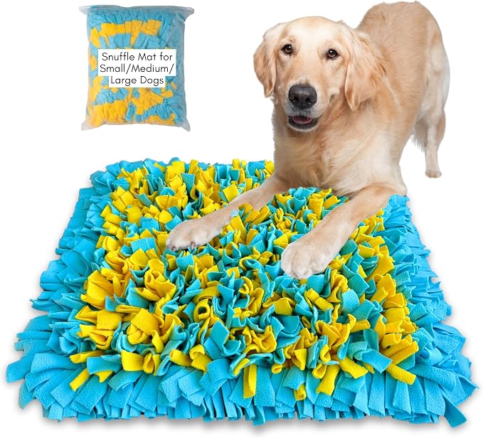 Golden Pup Snuffle Mat for Dogs, Sniff Mat Interactive Slow Feeding for Boredom, Mental Stimulation, Stress Relief & Natural Foraging, for Puppy Small Medium Large Dogs, 24”x20”