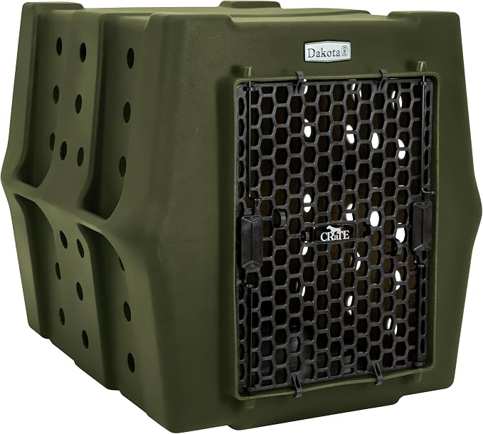 Dakota 283 Canine Rough and Tough Economy Dog Crate, Olive - M | Intermediate Heavy Duty Outdoor Kennel for Large Breed Dogs - Removable Two-Way Door