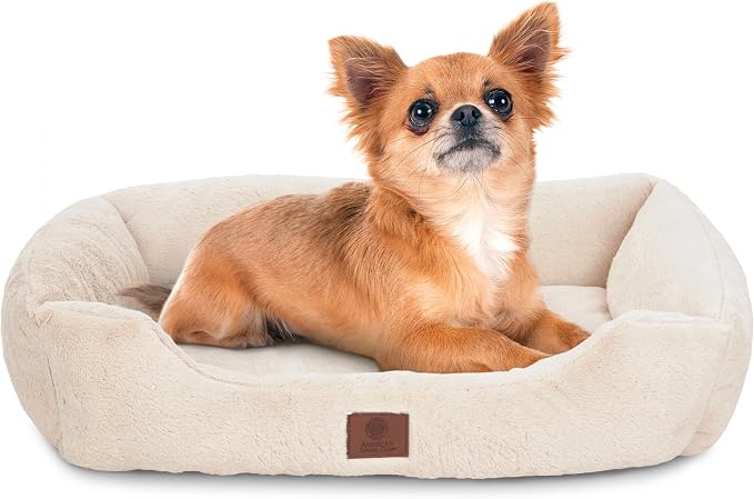 AKC Plush Cuddler Dog Bed, Low-Profile Entrance, Small Dogs, Beige, 25" | Low-profile entrance, ultra-soft washable surface, non-slip bottom and durable high-loft filling.