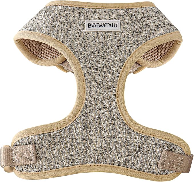 Bobotails Chunky Knit Adjustable Dog Harness for Small &amp; Medium Dogs, Soft Breathable No Pull Vest Harness with Premium Fabric, Secure Fit and Stylish Durable Hardware for Everyday Walks (Taupe, M)