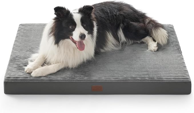 Bedsure ComfyFleece XL Dog Bed for Crate with Washable Cover, 41x27 | Orthopedic Egg Crate Foam Pet Mat,Removable Cover, Nonslip Bottom,Not Waterproof,Not Chewproof,For Extra Large Breeds ≤60lbs