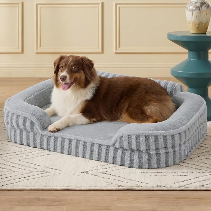 LE SURE Cute Cozy High Back Orthopedic Dog Beds Large Sized Dog,35" Grey | Forbes Award Best Value Dog Bed, Waterproof Pet Bed with Sides, Comfy Egg-Crate Foam Pet Couch Sofa, Removable Washable Cover