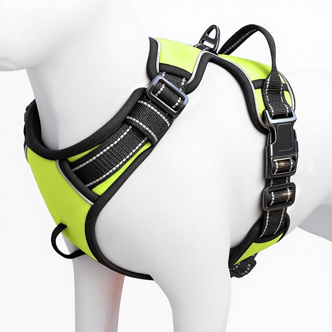 No Pull Dog Harness, No-Choke Soft Padded Reflective Dog Vest Harness with Front Clip & Top Handle, 2 Quick-Release Buckles, Adjustable for Small Medium Large Dogs