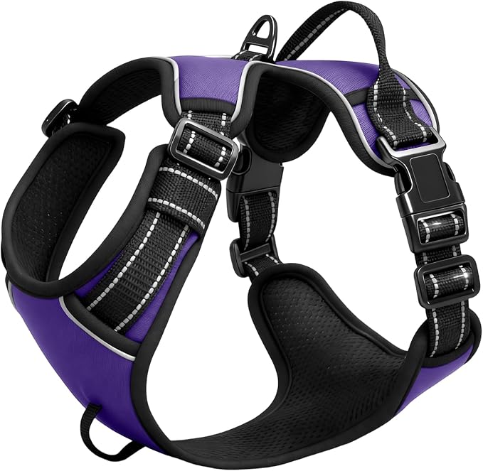 No Pull Dog Harness, No-Choke Soft Padded Reflective Dog Vest Harness with Front Clip &amp; Top Handle, 2 Quick-Release Buckles, Adjustable for Small Medium Large Dogs
