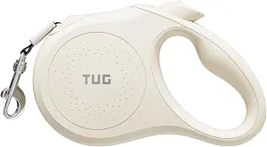 TUG Quest Retractable Dog Leash | 360° Tangle-Free | 16 ft Tape (S, Cream) | 360° Tangle-Free Retraction, 16 ft Strong Nylon Tape