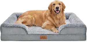 PTHMKJ Orthopedic Extra Large Dog Bed, Memory Foam XL Dog Bed Couch, 44" L | Dual-layer Foam Mat, Washable Cover&amp;Waterproof, Contoured Bolster Design, Indoor&amp;Car Truck, Pet Bed for Dogs Cats Up to 90lbs