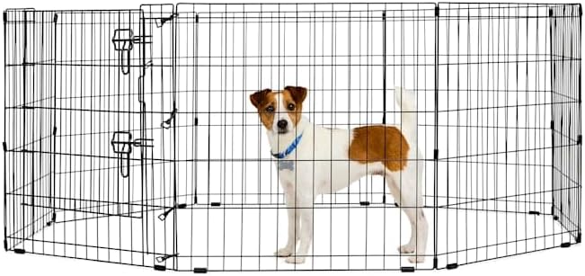 EveryYay by Petco Foldable Indoor/Outdoor Pet Exercise Pen Black: with Feet 24" H