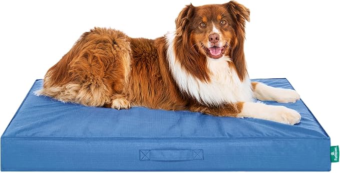 Furhaven Gridded Ripstop All-Weather Deluxe Orthopedic Mattress Pet Bed, Capri Blue, Jumbo