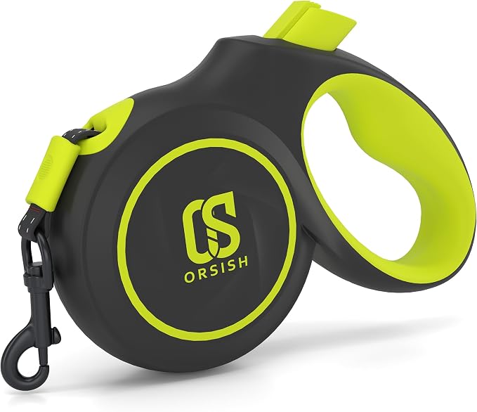 Reflective Retractable Dog Leash 16.4 FT 66 Lbs Tangle-Free Nylon Tape | 16.4 FT Retractable Dog Leash, 360° Tangle-Free, Reflective Nylon Tape, One-Hand Brake, Pause &amp; Lock, Anti-Slip Handle