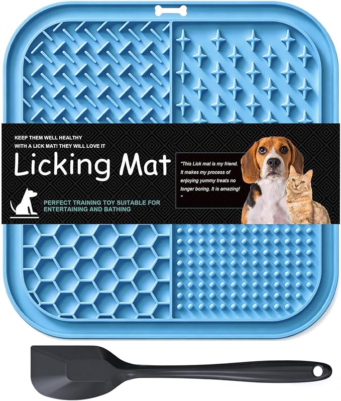 Azxb Licking Mat for Dogs &amp; Cats with Suction Cups, 1 Pack Square Silicone Dog Slow Feeder Lick Pat for Anxiety Relief, Dog Toys to Keep Them Busy, Pets Bathing Training Grooming Mat 7.8 * 7.8 inches