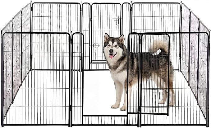 NEWBULIG Dog Playpen 12 Panels 40 Inch Indoor Outdoor Metal Dog Fence Pen | Heavy Duty Metal Exercise Pen, Foldable Portable, RV Camping, Yard Garden, Small Medium Large Dogs Pet Pen