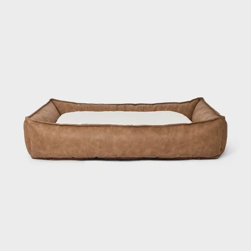 Boots & Barkley Cuddler Faux Leather Bolster Dog Bed