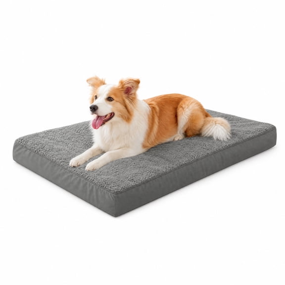 KSIIA 35in Dog Bed for Large Dog Orthopedic Crate Bed with Removable Washable Cover Egg-Crate Foam