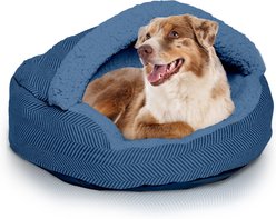 Precious Tails Herringbone Canvas Fleece Deep Dish Covered Cat & Dog Bed