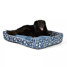 Top Paw Blue Bone and Paw Print Cuddler Dog Bed