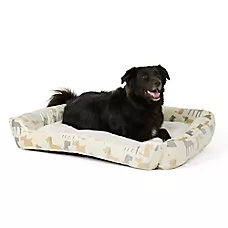 Top Paw Dog Print Tan Cuddler Dog Bed