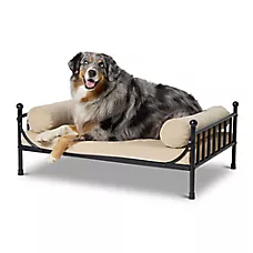 Top Paw Elevated Tan Orthopedic Dog Bed with Bolsters