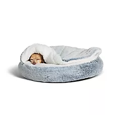 Top Paw Faux Fur Gray Snuggler Medium Dog Bed 22Lx22W