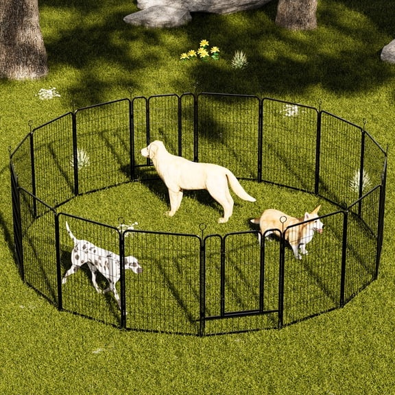 40 Inch Dog Playpen, 16 Panels Heavy Duty Metal Pet Exercise Pen Indoor Outdoor Fence Panels Rust-Resistant, Removable, Tool-Free Setup Anti-Skid, Expandable Design