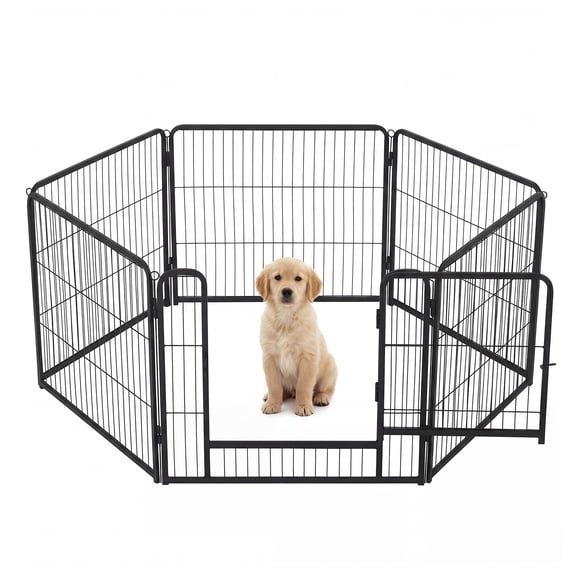 40" Tall Heavy-Duty Metal Dog Playpen with Door, 12-Panel Folding Portable Exercise Pen, Rust-Resistant, Secure Fastener for Indoor & Outdoor Use