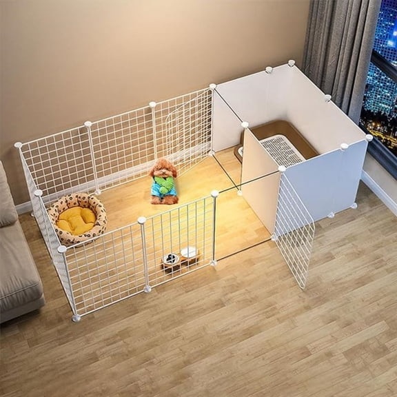 Aqwiopr 16-Panel Metal Pet Playpen Puppy Playpen with Door - Foldable, Indoor/Outdoor Use - 1 Pack