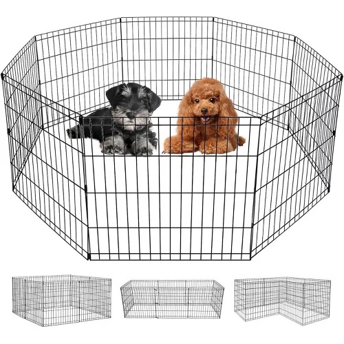 FDW 24 Inch Dog Pen 8 Panel Dog Playpen Indoor Outdoor Metal Puppy Pet Fence Portable Folding Animal Exercise Fence