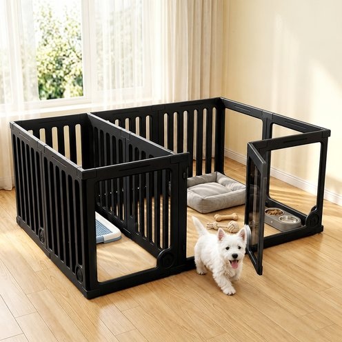 Heeyoo Indoor & Outdoor 12-Panel 24-in Dog Playpen with Secure Locking Door